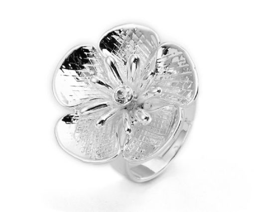 Blomster ring i sølvfinish